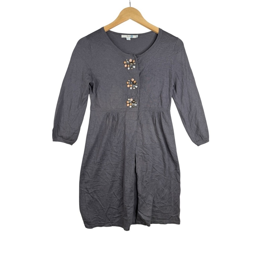 Boden Womens Gray Cardigan Size 4 Jeweled Details